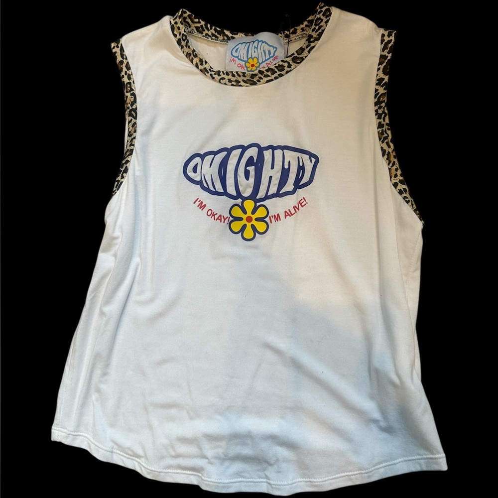 Omighty I’m okay I’m alive leopard graphic tank